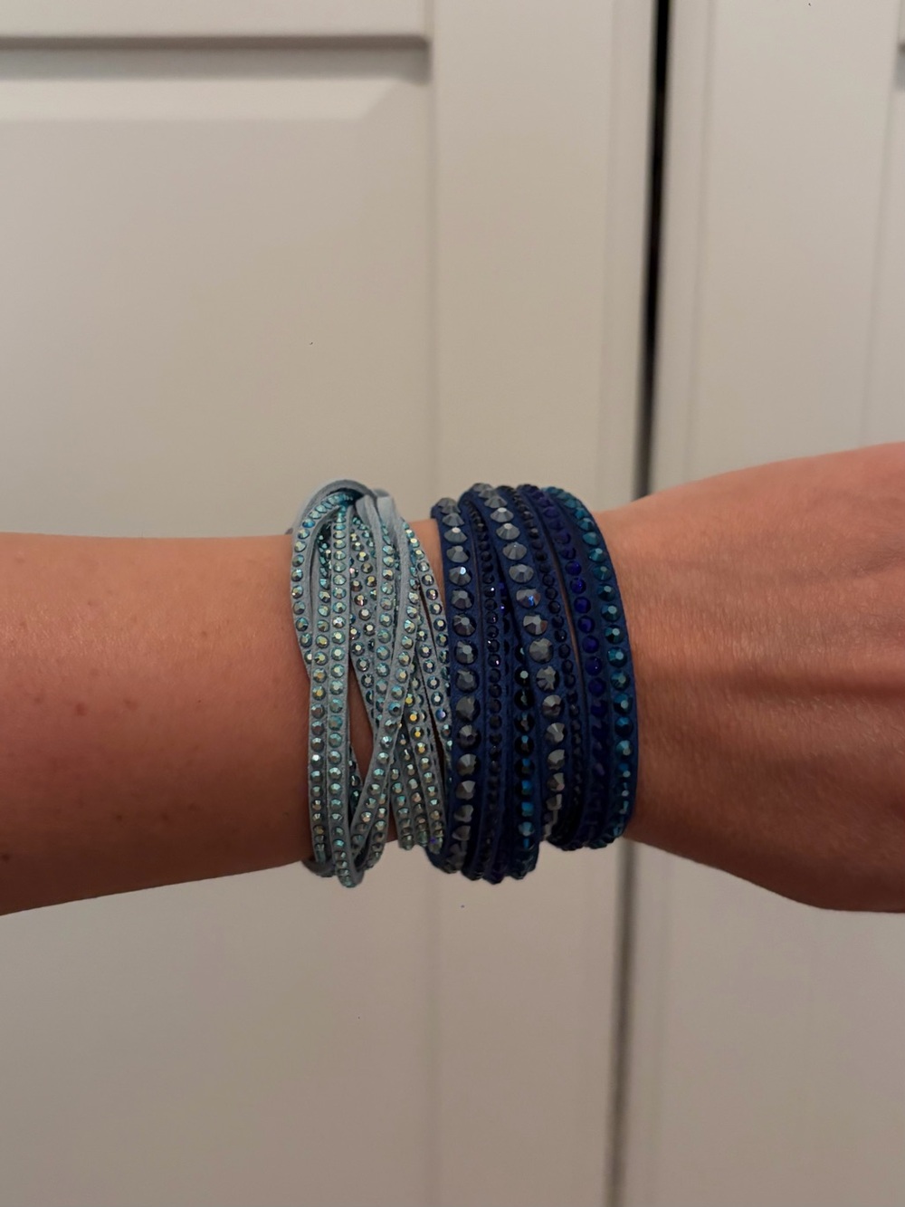 Swarovski Dark and Light Blue Crystal Wrap Bracelets/Chokers